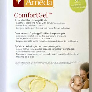 A pair of ameda comfortgel hydrogel pads used to soothe nipple pain as a result of breastfeeding