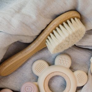 A bamboo baby hair brush