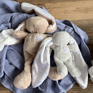 A cuddle bunny soother for baby with silky soft ears