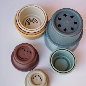 A set of stacking cups for baby